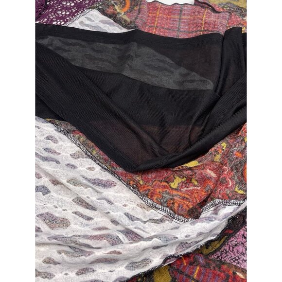 ALI MILES Womens Plus 3X Jewel Tone Purple Patchwork 3/4-Sleeve Boho TUNIC EUC - Picture 2 of 9